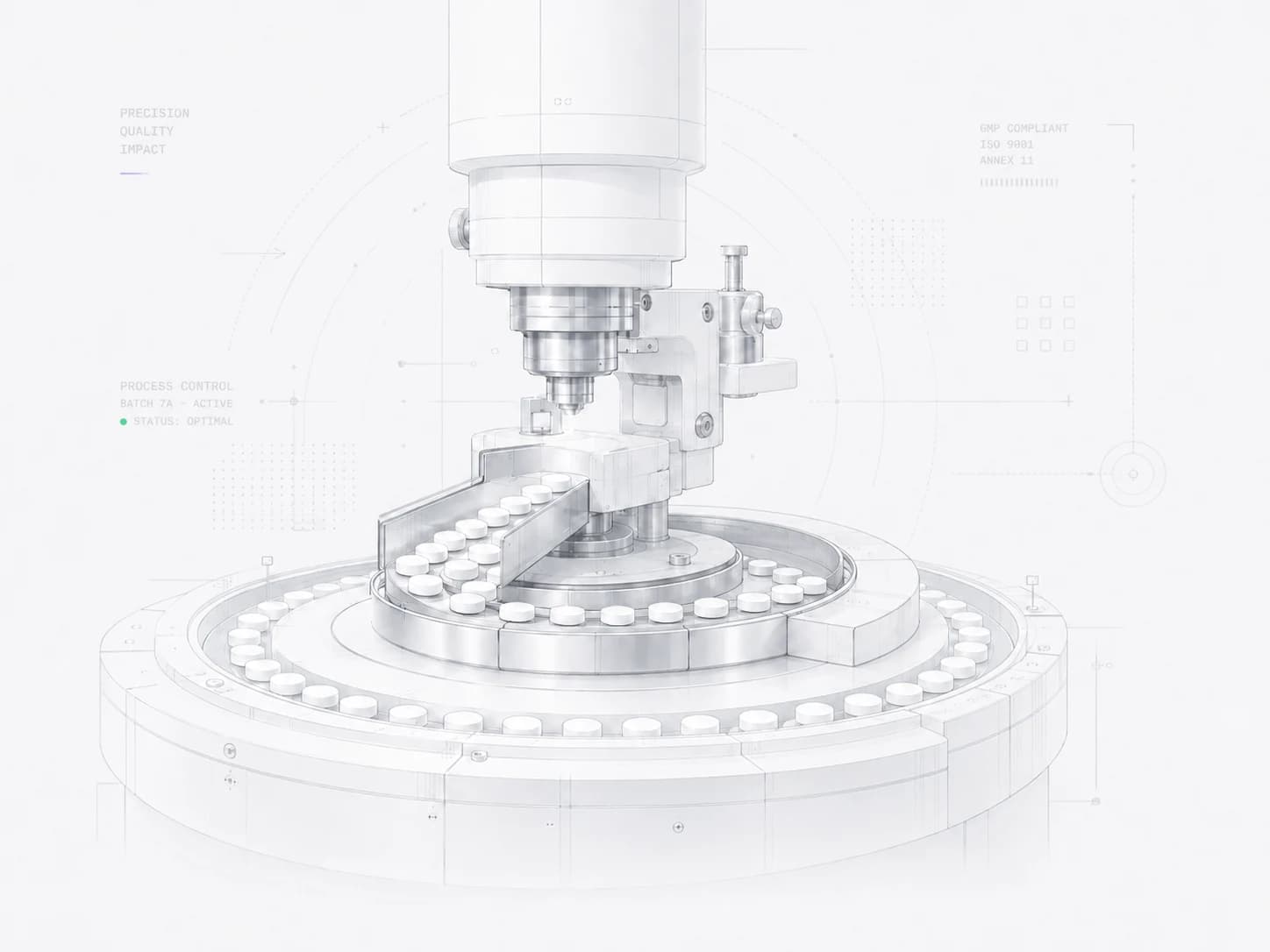Tablet press technical illustration